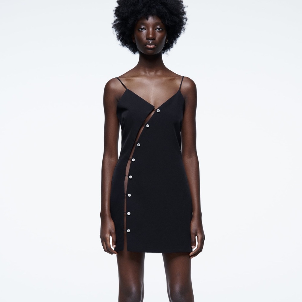 NEW! Zara Buttoned Dress with Jewels Size L